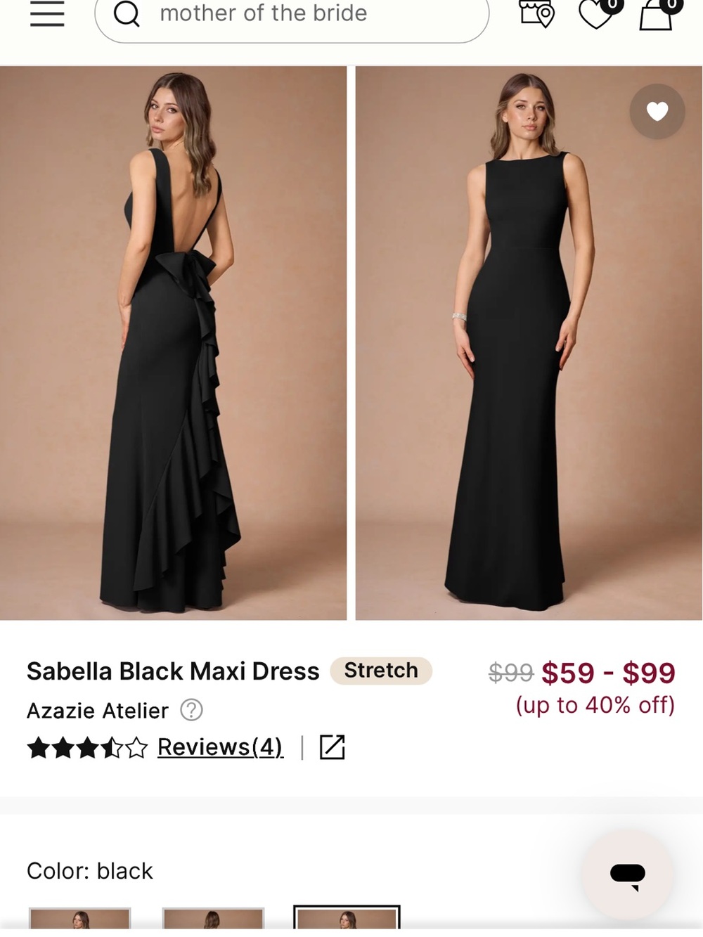Azazie Black Bridesmaid Dress